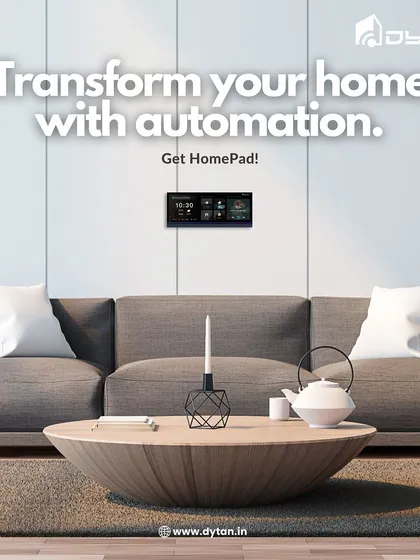 Transform your home from chaotic to calm. The HomePad, shown here in a modern living room, centralizes all your smart devices to simplify your daily routine.