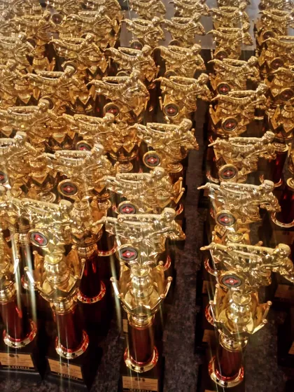 Another angle of the impressive trophy collection for the tournament winners.