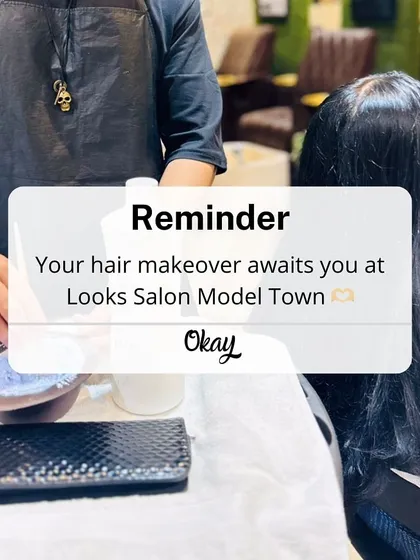 A friendly reminder that your next hair makeover awaits at our salon. This shot shows our stylist preparing for a color service.