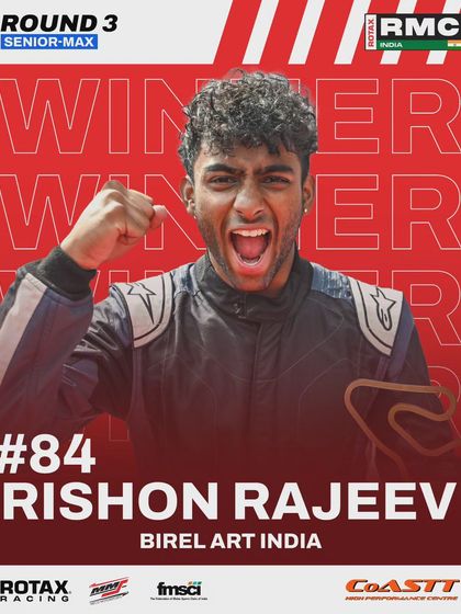 Rishon Rajeev celebrates his win in the Senior Max class at Round 3 of the 2024 National Championship.