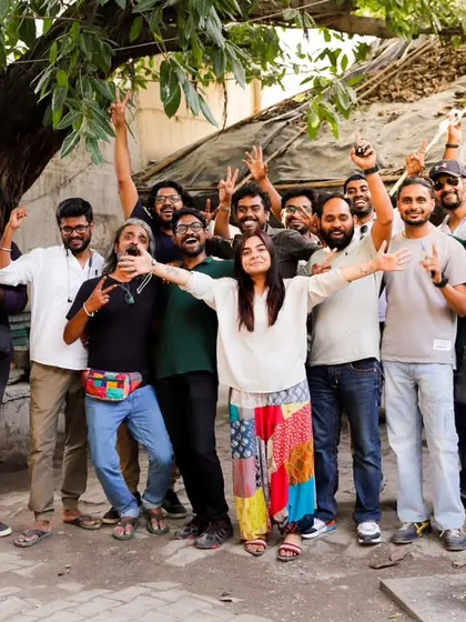 The full crew after a successful shoot day. I work with a talented and energetic team of professionals who are all dedicated to bringing the project to life.
