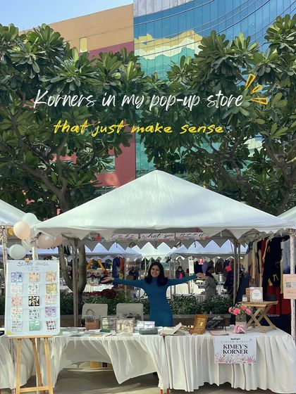 Setting up my pop-up store is always so much fun. I love creating little "korners" that make the space feel special, like the bookmark-making station and the sticker display.