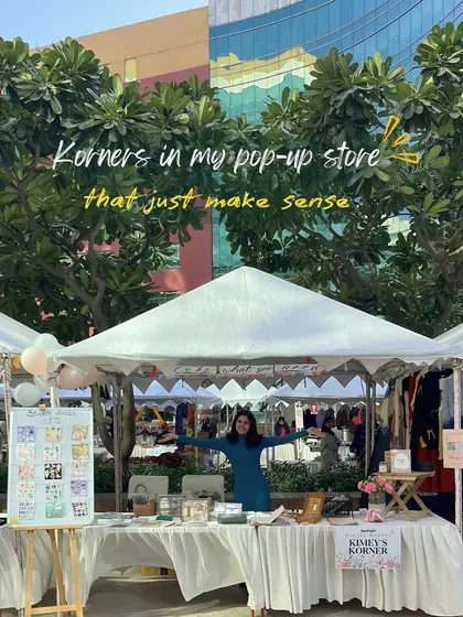 Setting up my pop-up store is always so much fun. I love creating little "korners" that make the space feel special, like the bookmark-making station and the sticker display.