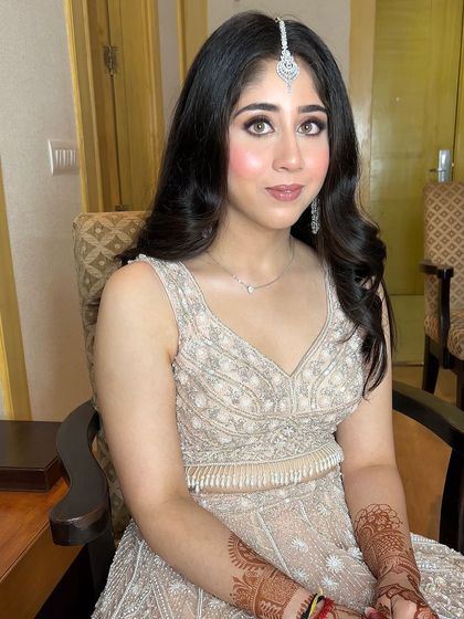 A close-up of Chahat's look. We kept the makeup soft and radiant to let her natural beauty and those incredible eyes shine.