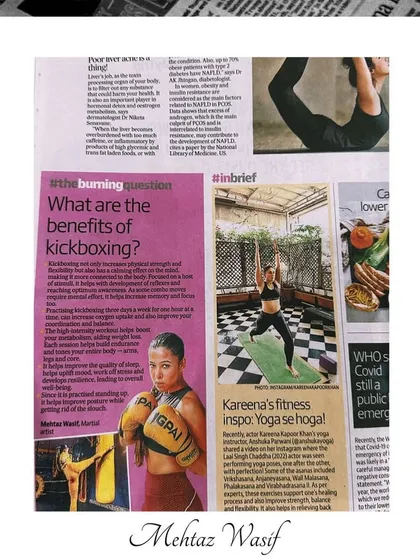 A proud moment seeing my feature in the Hindustan Times. The article discusses the benefits of kickboxing, a passion I love sharing with the world.