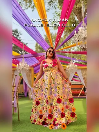 Under a canopy of colorful drapes at the Punjabi Bagh Club. This Haldi celebration was a feast for the eyes, and the energy was just as vibrant.