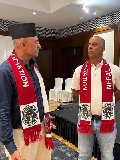 In conversation with a key figure from the Nepal Golf Association. Building strong relationships with national bodies is crucial for player development.
