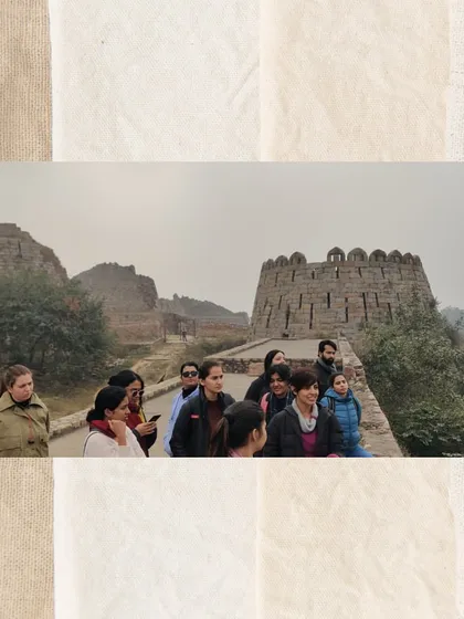 Walking along the massive ramparts of Tughlaqabad Fort. From here, we discuss the military strategy behind its construction and get a panoramic view of the vast, desolate landscape that was once a bustling capital city.