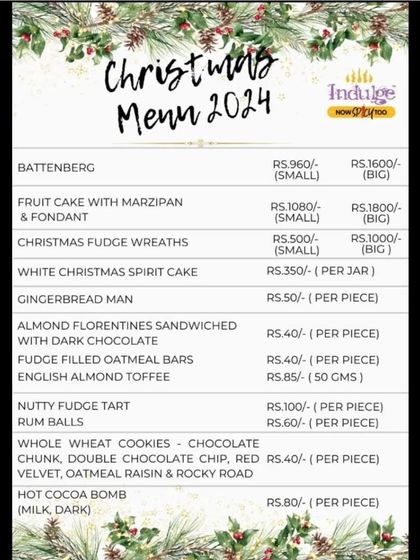 Here is a sample of my Christmas menu from a previous year. It shows the variety of treats I offer, from Battenberg and Fruit Cake with Marzipan to Nutty Fudge Tarts and Hot Cocoa Bombs.