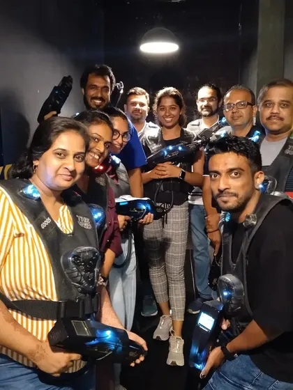 Making memories with the best crew. This group is all smiles after an exciting game of laser tag.