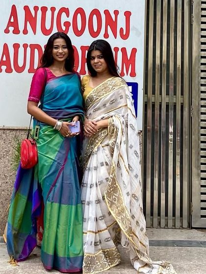 Posing with my fellow judge outside the Anugoonj Auditorium for the Zonal Solo Classical Dance Competition at SKV. It is always a pleasure to collaborate with other artists.