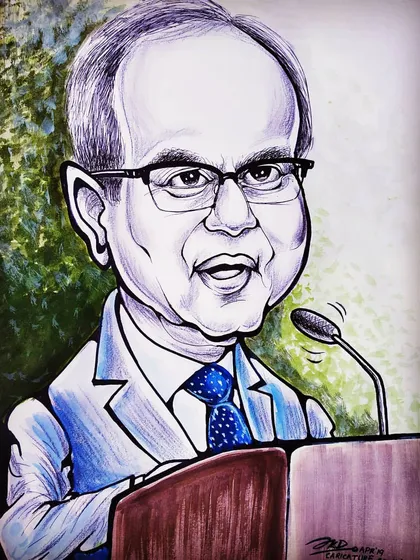 I was honored to create this gift caricature for Dr. Rajiv Kumar, the Vice Chairman of Niti Aayog. My work is often chosen for high-profile corporate events and as farewell gifts for senior leaders.