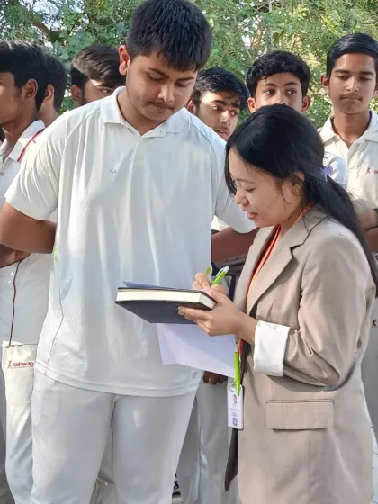 Our young cricketers engage with a nutrition expert during a workshop. These sessions are interactive, allowing players to understand the science behind an athlete's diet.