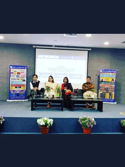 Seated on the panel for the 'Cyber Jagrookta' program, ready to discuss the legal recourses available for victims of cybercrime.