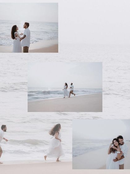 A collage of a couple's playful and romantic moments during their beach pre-wedding shoot. I capture a variety of shots to tell the full story of your day together.