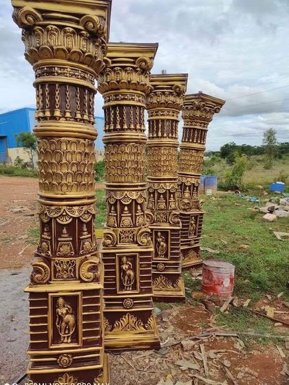 I also provide decorative props for rent to enhance your event's theme. These are intricately designed traditional pillars that can be used to create a grand look for a wedding stage or entrance.