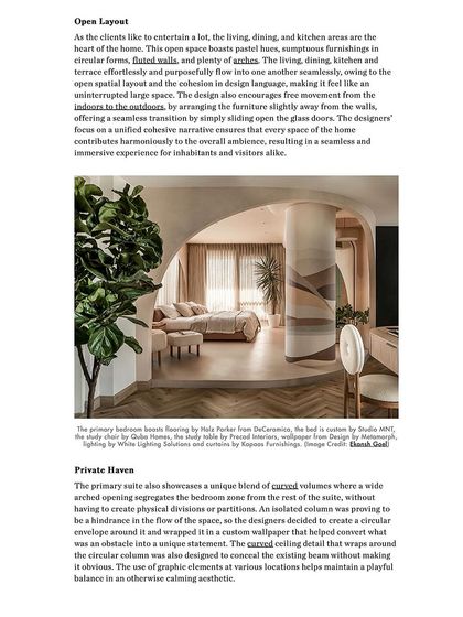 Design Pataki highlighted the open layout of the primary suite, where we blended curved volumes to create a unique and private haven.