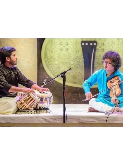 A performance shot from the Violin Festival with the amazing Manas Kumar bhai. The stage was beautifully set, creating a perfect ambiance for our violin and tabla duet.
