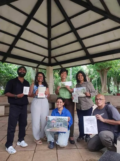 This is us! A happy group of sketchers after a session at Mindspace Garden. My workshops are all about finding your creative community, a space where you can relax, share, and make art together without any pressure.