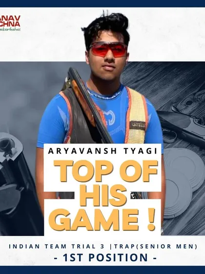 Our senior shooter Aryavansh Tyagi demonstrates his winning form, hitting 46 out of 50 targets to secure the top position in the trap senior men finals at the Indian team trials. This is the level of performance our program cultivates.