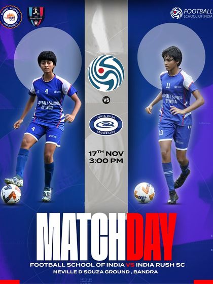 Matchday poster for our women's team clash against India Rush SC, highlighting our players in action.
