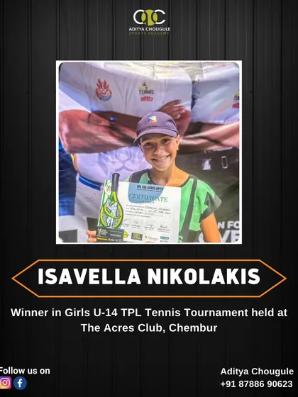 Smashing success on the court. Congratulations to Isavella Nikolakis, winner in the Girls U-14 TPL Tennis Tournament.