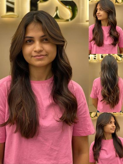 A collage showcasing a client's luscious curls, a testament to the enchanting magic of well-defined, curly hair.