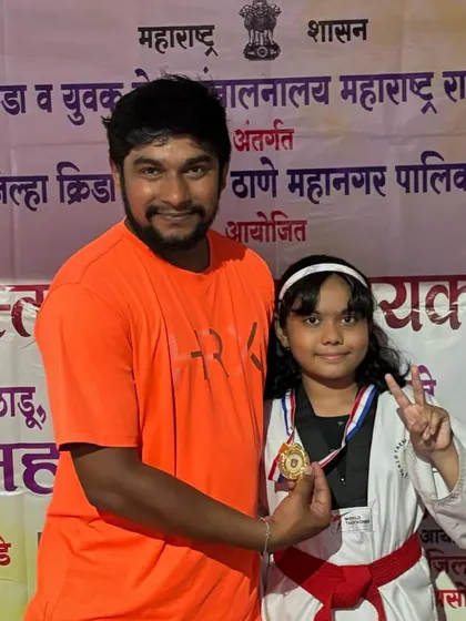 This young champion makes us all proud. Posing with her gold medal after a fantastic performance at the DSO Taekwondo competition. Well done, beta.