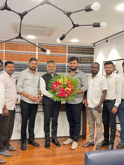 Thanking my close friend Sapthagiri Gowda and his team for their warm birthday wishes at my office. I value these personal connections and the support of my friends.