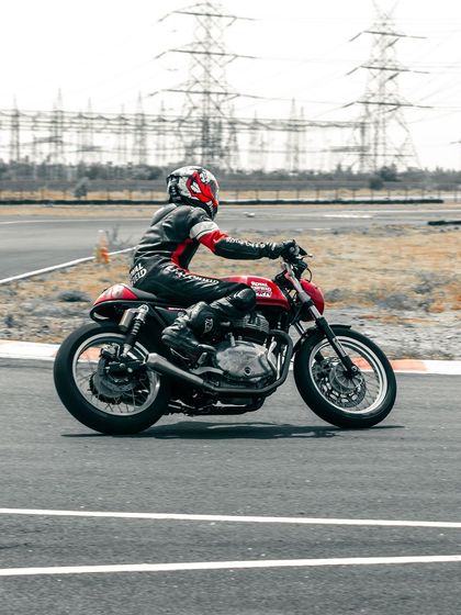 A rider on a GT 650 on the track.