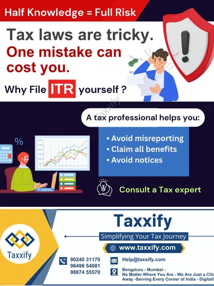 Attempting to file your own taxes with partial knowledge can be a significant risk, as one mistake can lead to notices or financial loss. A tax professional helps you avoid misreporting income, claim all eligible benefits, and stay compliant with the law.