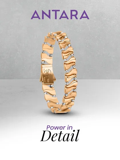 Inspired by the movement of waves, this men's gold bracelet features an undulating pattern with diamond accents. The design is both fluid and strong, reflecting a powerful yet effortless style.