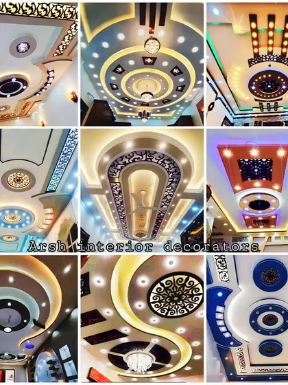 An awesome collage of false ceiling designs that are guaranteed to make a statement. This collection features intricate patterns, bold colors, and creative lighting solutions.