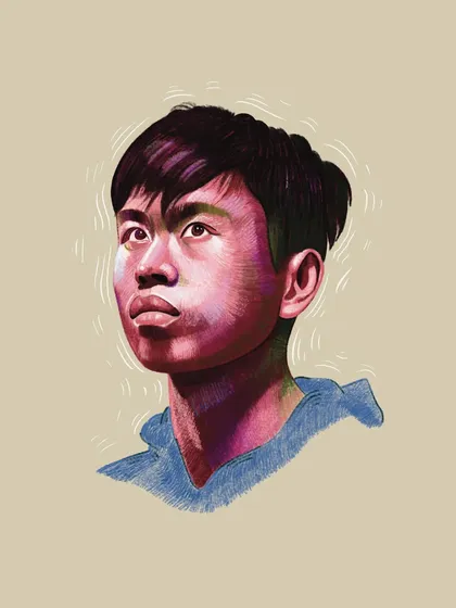 Here I was experimenting with a digital oil pastel brush on my iPad. I love exploring new textures and pushing my style, and this technique creates a wonderfully expressive and modern portrait.