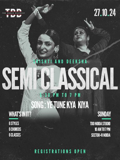 Join us to dance to the classic 'Yeh Tune Kya Kiya' in our Semi-Classical class at the District Intensive.