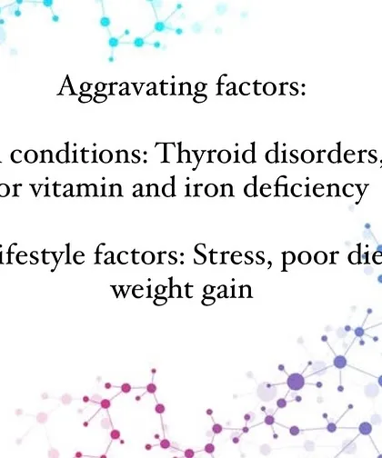 Certain factors can aggravate FPHL. These include underlying medical conditions like thyroid disorders or PCOS, nutritional deficiencies in iron or vitamins, and lifestyle factors like chronic stress or significant weight gain.