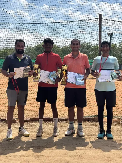 A group photo of the winners from our monthly prize money tournament. We host regular competitive events to give our players match play experience and a chance to earn rewards for their efforts.