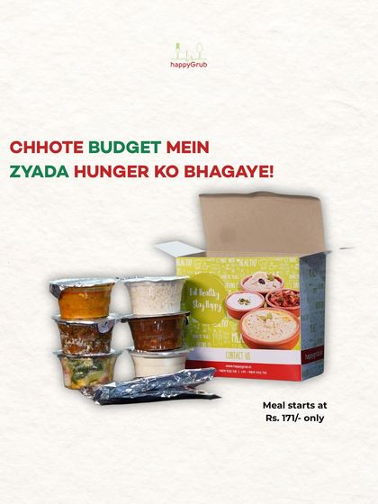 *Chhote budget mein zyada hunger ko bhagaye!* (Chase away big hunger on a small budget). Our meal boxes start at just Rs. 171 and are packed with enough food to satisfy your hunger.