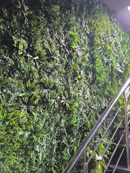 The texture and depth of the foliage used at the Corfit gym project. I use a variety of plant types to create a rich and natural looking artificial green wall.