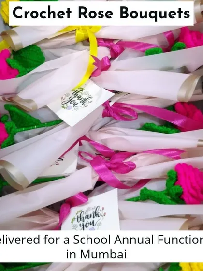 It was a joy to create these custom rose bouquets for a school's annual function. Each one was wrapped with care, ready to be gifted. I can create similar thoughtful, handmade gifts for your special events too.