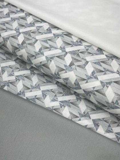 A modern, geometric print fabric from my latest kurta izaar collection. This material offers both unmatched comfort and a unique, stylish look.