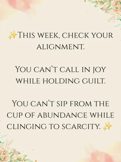 The Nine of Cups is about alignment. You cannot call in joy while holding onto guilt or expect abundance while clinging to a scarcity mindset.