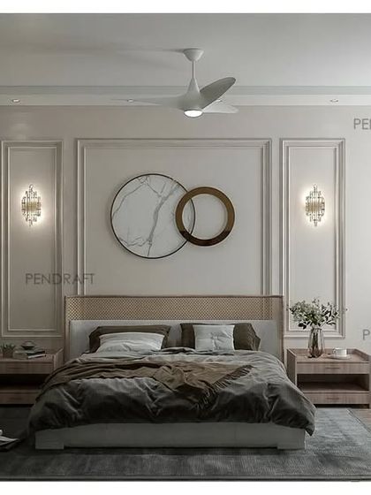 We used rattan on the wardrobe doors to add a touch of Indian craft to this otherwise modern bedroom. The green and wood tones create a natural and calming environment.