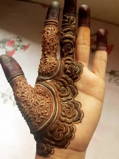 Even a small design on one finger can be beautiful. This shows the rich stain from my organic henna.