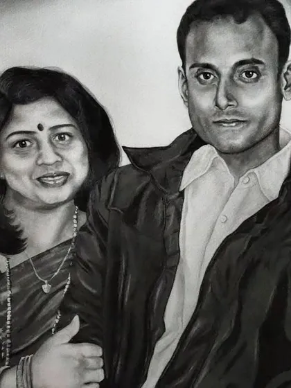 A timeless couple portrait, created to celebrate a long journey of love. I used graphite pencils on A2 size, 300 gsm paper to capture their bond, ensuring every detail contributes to a memory that will last forever.
