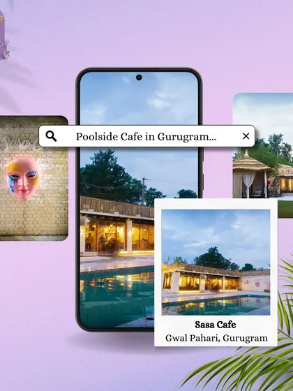 This graphic shows exactly what people are looking for: a poolside cafe in Gurugram. We are proud to be that perfect spot for relaxation and good vibes.