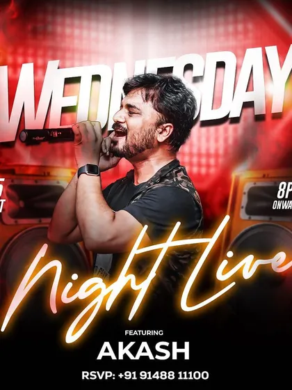 Unwind your midweek with soulful tunes. Join us for an unforgettable Wednesday night live with Akash.