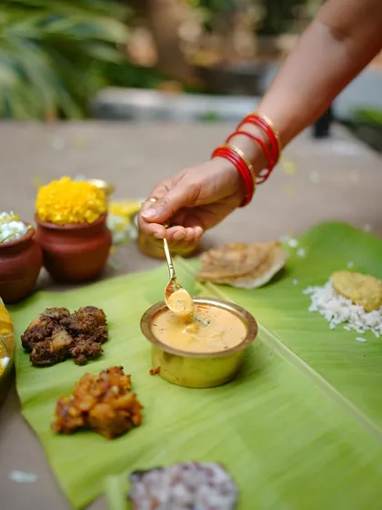 This is Rasakalan, a personal favourite from North Kerala. It's a unique and delicious curry that's not quite a Rasam or a Kalan, but a beautiful blend of both, featuring on my Vishu menu.