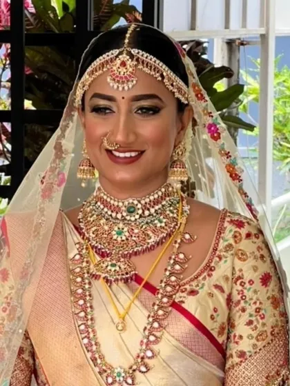 Additional views showcasing the variety and detail of my heirloom bridal sarees. Each image captures a different angle, moment, or detail, from full portraits to close ups of the fabric and embroidery, illustrating the complete story of each bride's custom creation.