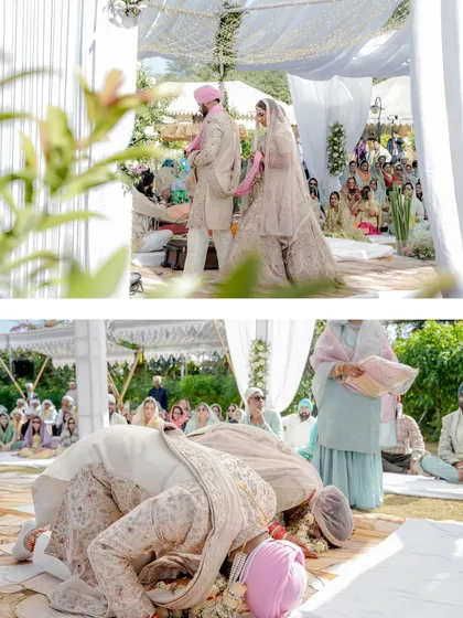 The sacred rituals of an Anand Karaj ceremony. We respectfully document the customs and prayers, capturing the couple's devotion and the blessings of their families.